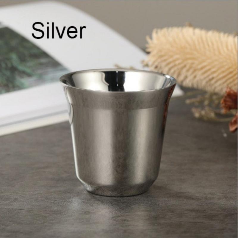 1pcs Stainless Steel 304 Coffee Cup, Double-layer Small Glass, Italian Espresso Cup, Insulated Cup, 80ml