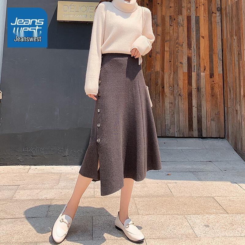 Jeanswest Women s Knitted Solid Color Midi Skirt One Size