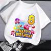 Kirbys Baby Cotton T-Shirt Kids Summer Top Cute Game Clothing Boy Girl Birthday Number Tee Anime Clothes Cartoon Letter Top Gift
