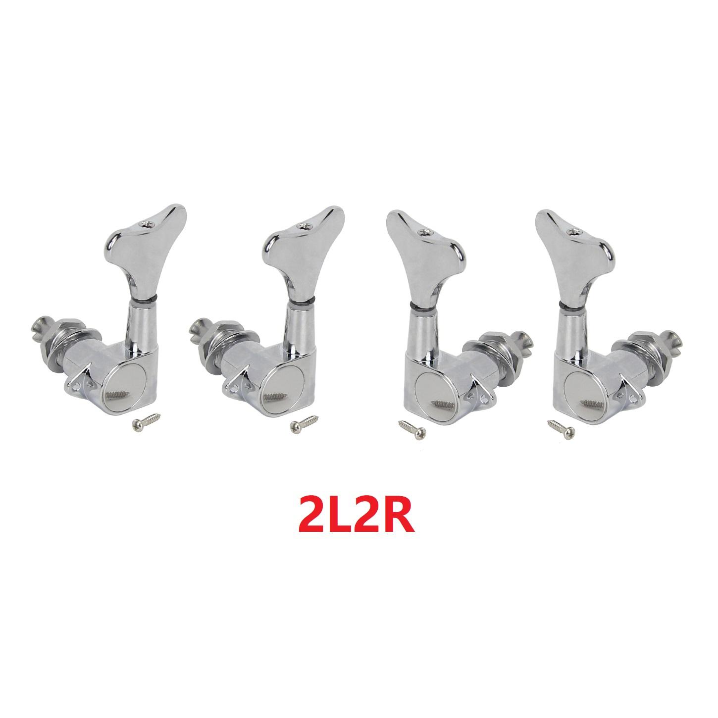 

FLEOR 4pcs 2L2R Sealed Bass Machine Heads Tuners 4 Strings Bass Tuning Pegs Keys, Chrome