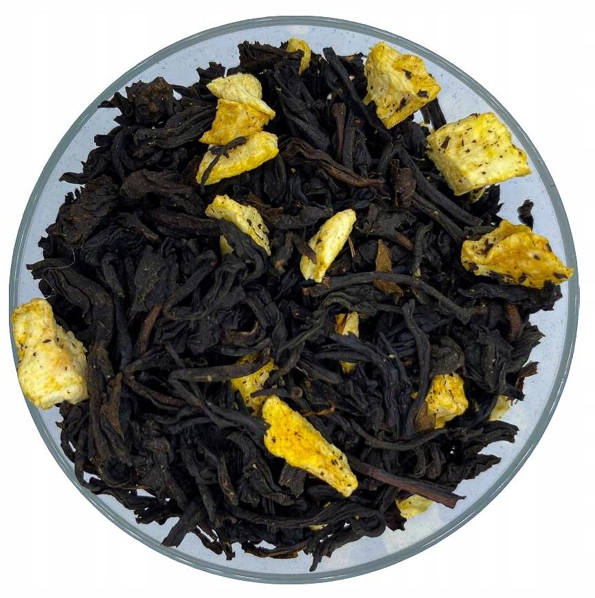 Herbata czarna santorini assam 100g tisania mandarynka, brzoskwinia, aromat