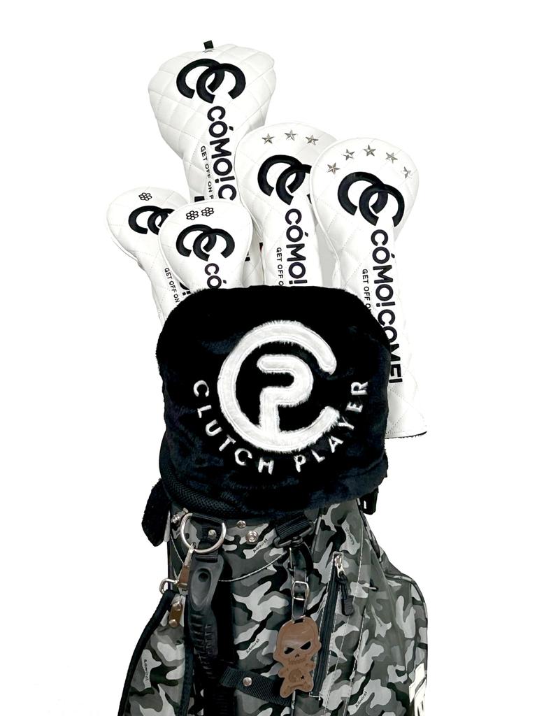 ComoCome Iron Cover - Clutch Player Model (Black) - Protects Your Golf Clubs with Fluffy Acrylic Boa.