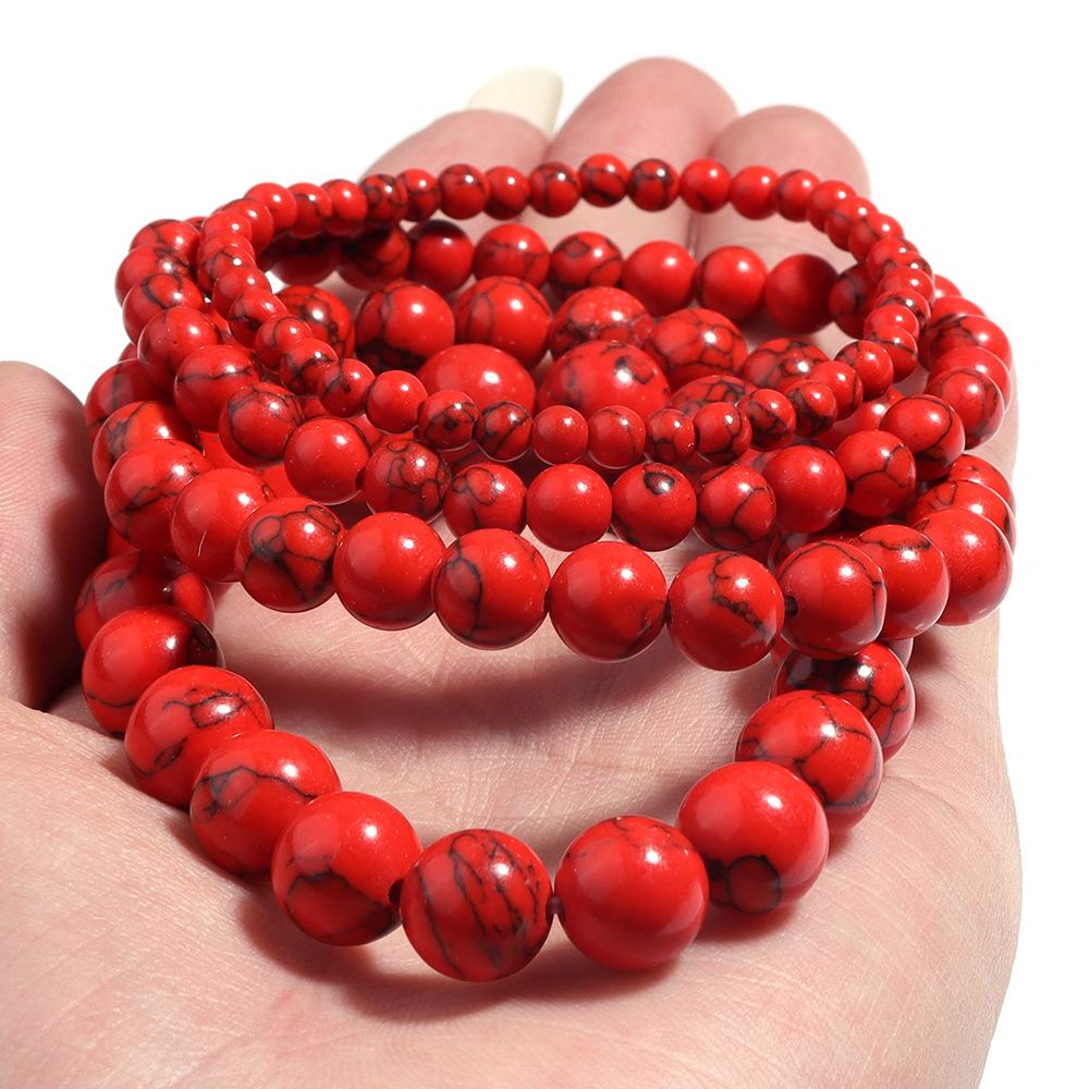 4/6/8/10mm Naturstein Rote Perlen Armbänder Für Männer Frauen Elastisches Seil Armband Yoga Meditation Gebet Reiki Schmuck