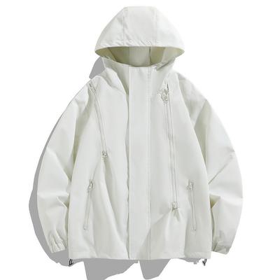 2024 Spring Autumn Men Casual Jacket Men Loose Solid Color Jacket Women Windproof Hooded Windbreaker Coats