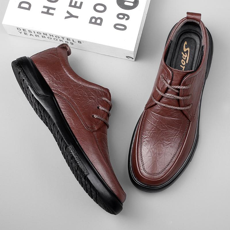 Autumn Winter New Men Shoes Genuine Leather Mens Casual Sneakers Classic Business Comfort Shoes Men Genuine Rubber Oxford Shoes