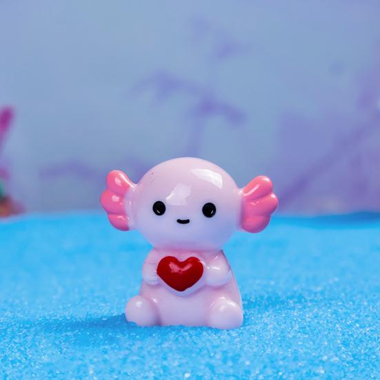 24Pcs Mini Pink Salamander Figurine Cartoon Salamander Resin Statue Miniature Animal Ornament DIY Dollhouse Car Dashboard Desktop Decoration