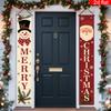 Merry Christmas Porch Sign Santa Claus Snowman Family 1 Pair Polyester Indoor Outdoor Decor