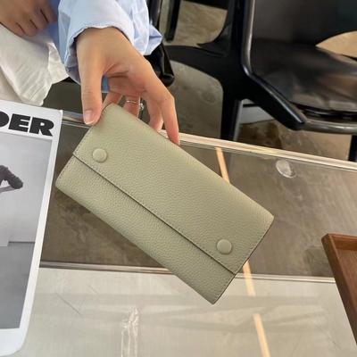 Echt Lederen Damesportemonnee Met Limp-patroon Lang Drievoudig Klinknagel Interieur Contrast Fabrikant