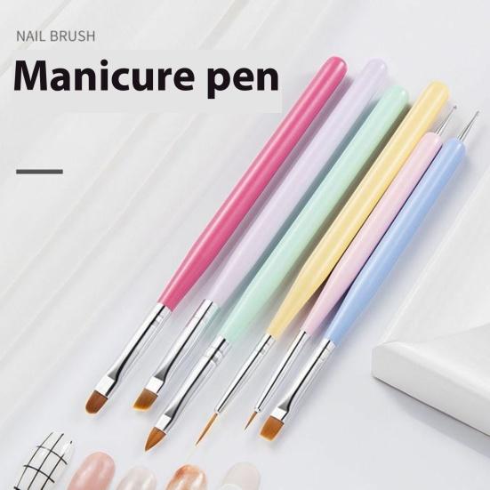 Zestaw Pędzli do Nail Artu Zestaw Pędzli do Malowania i Projektowania Paznokci do Żelu Akrylowego Detailingu Dottingu Ergonomiczne Rączki Narzędzie do Dottingu Paznokci dla Początkujących Profesjonalistów