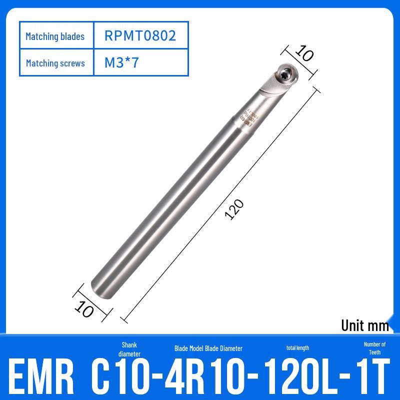 Shockproof EMR CNC Milling Cutter Holder - Round Nose, Bull Nose & Flat Machining Extensions (R4, R5, R6)