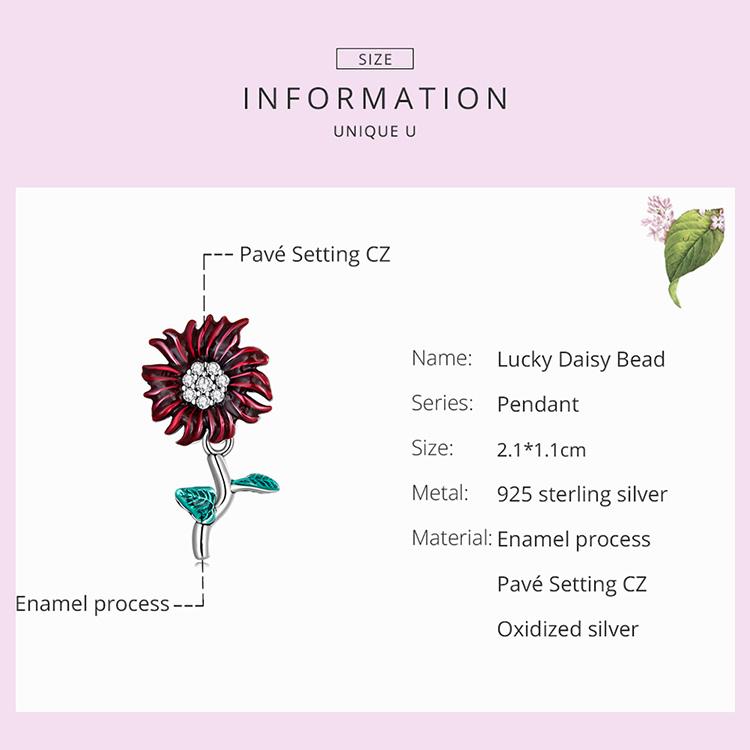 WOSTU 925 Prata Esterlina Colorido Lucky Daisy Flor Charms Contas Fit Original DIY Pulseira Colar Jóias Finas Presentes