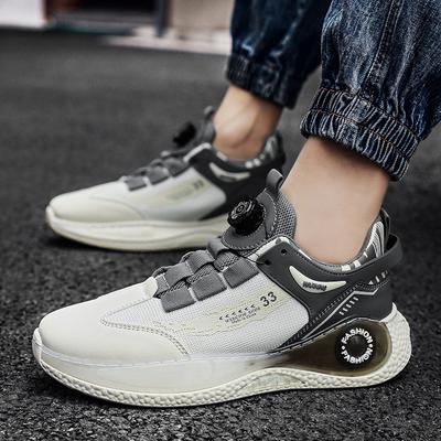 Mens Sneakers with Rotating Buckle Comfy Non Slip Lace Up Shoes for Mens Outdoor Activities Four Season Running Student Sneakers