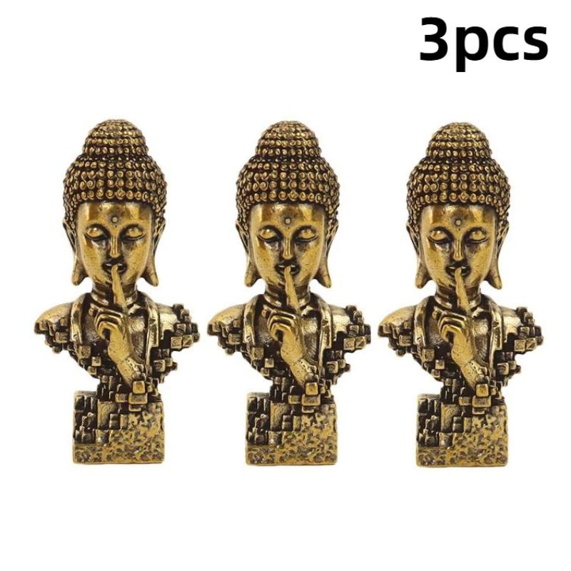 1/3Pcs Brass Silent Buddhism Statue Desktop Ornament Vintage Buddhism Decoration Pocket Figure Home Office Decor