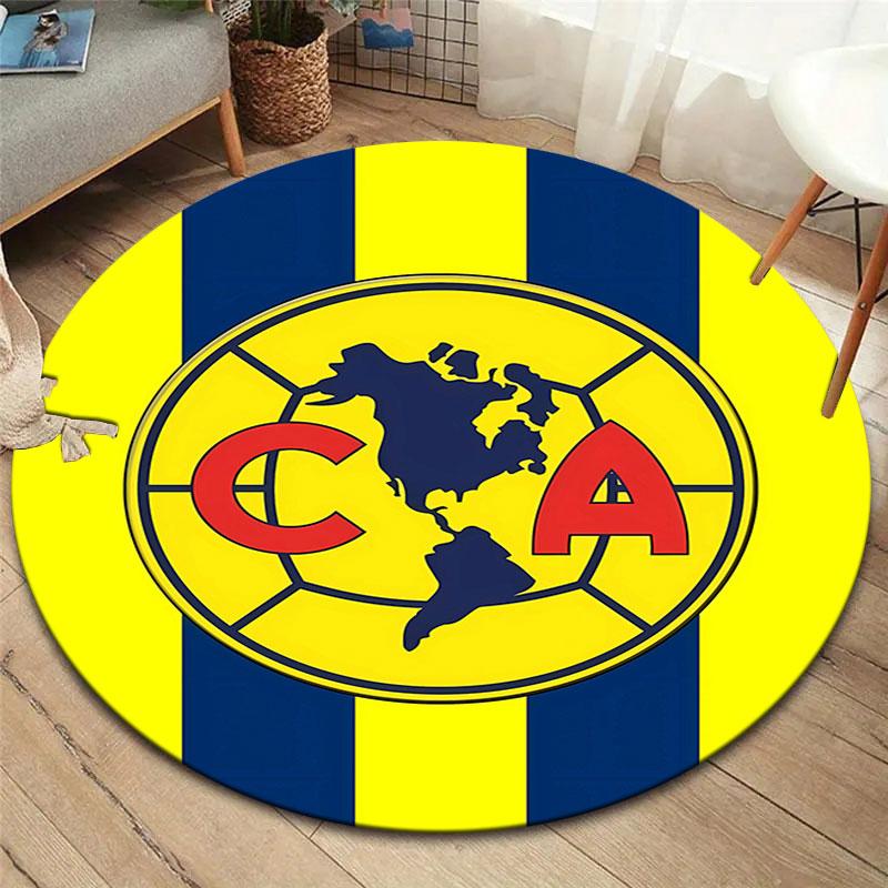 Club de Futbol América Round Area Rug,Carpet Rug for Living Room Bedroom Sofa Playroom Decor,Non-slip Floor Mat