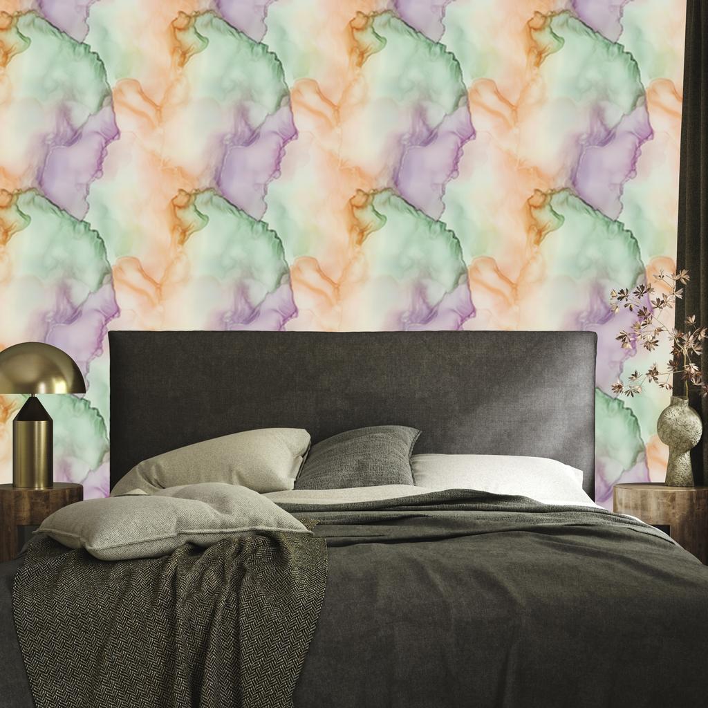 Ink Wallpaper Light Gray, Cream, and Green for Living Room and Bedroom 50x1000