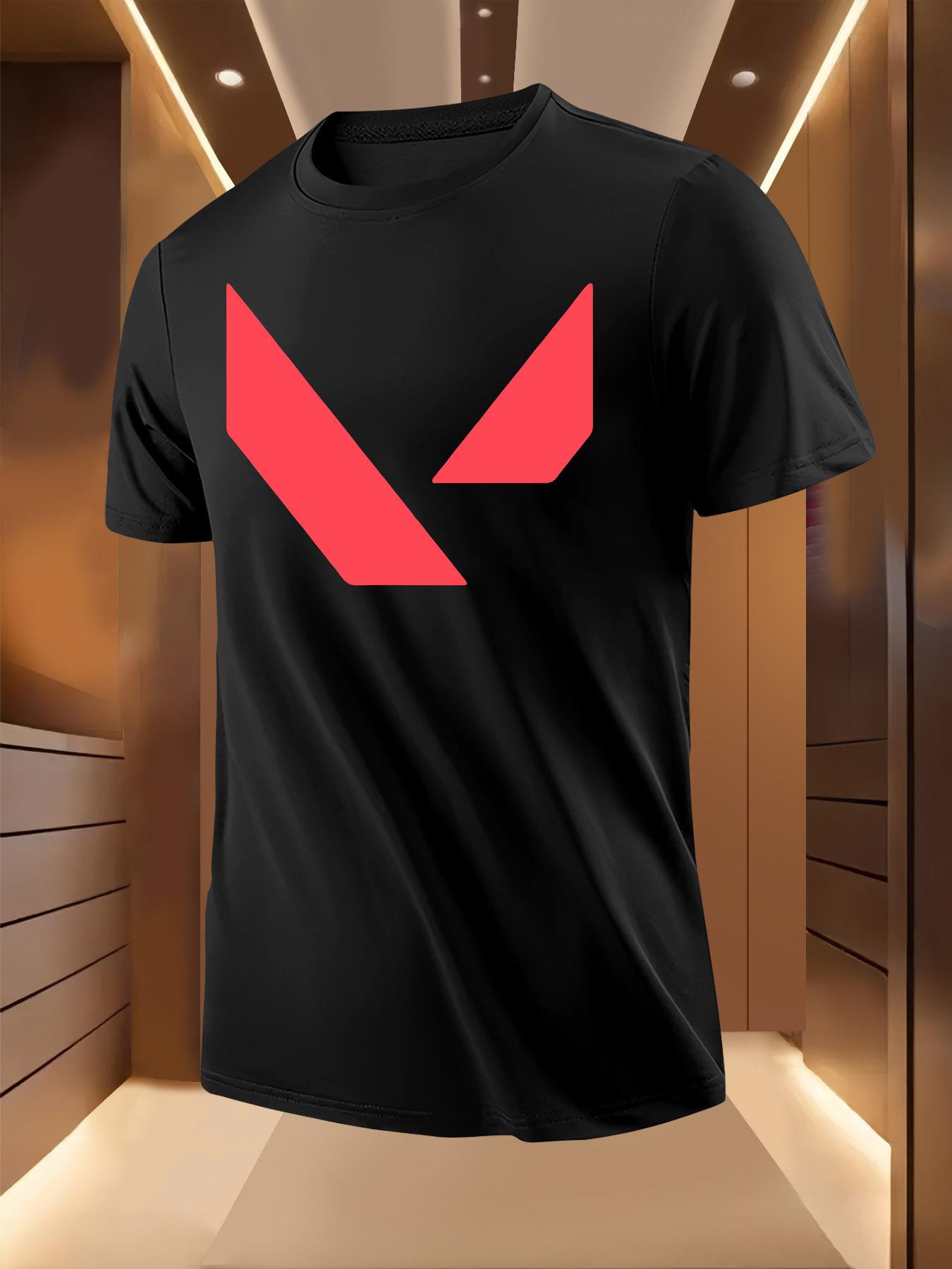 Summer Tshirt with Bold Red V-Logo Print S