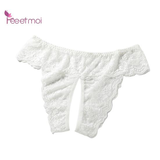 Damskie figi Koronkowe otwarte krocze Plus Sleep Colthes Rozmiar Sexy Wear Pure Color Sweet G-string