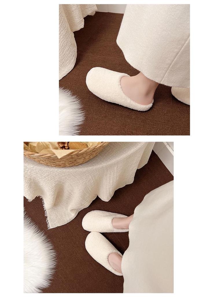 Baotou Warm Cotton Retro Slippers – Postpartum Casual Velvet Fluffy Half-Slippers for Home