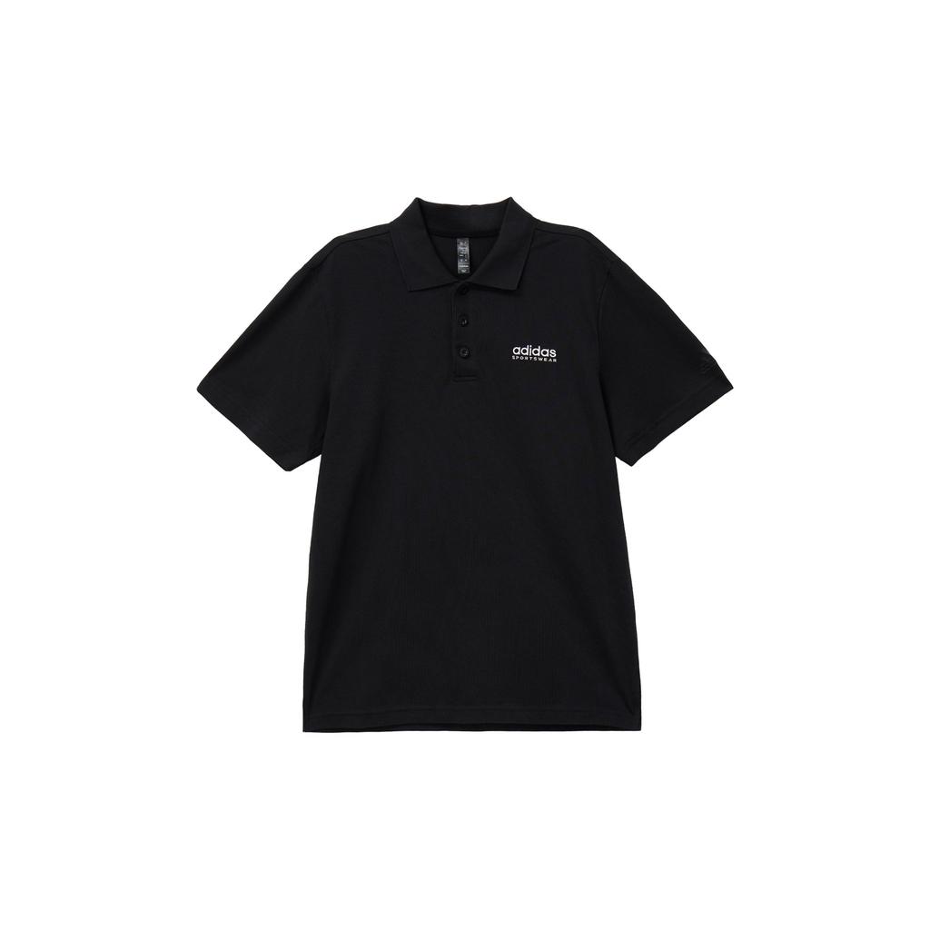 Adidas Logo Solid Color Casual Short Sleeve Polo Shirt Men Tops Black JI9052