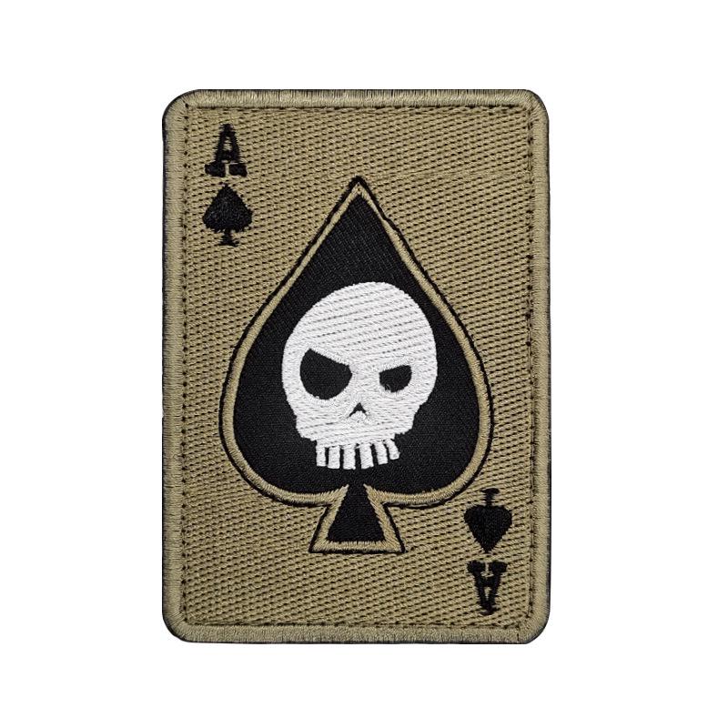 Eso pikové Poker Lebka Vyšívaná nášivka - Morální odznak na suchý zip na batoh