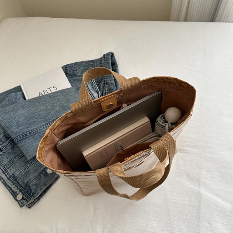 Kraft Paper Clear Shoulder Bag With Pvc Surface Vintage Hobo Satchel Water-Repellent Shopping Letter Handbag Lady Top-Handle Tote Bag