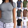 Sommer Damen Slim Fit Rundhals Milchseide T-Shirt, Y2K Mode Lässiges Crop Top für Damen