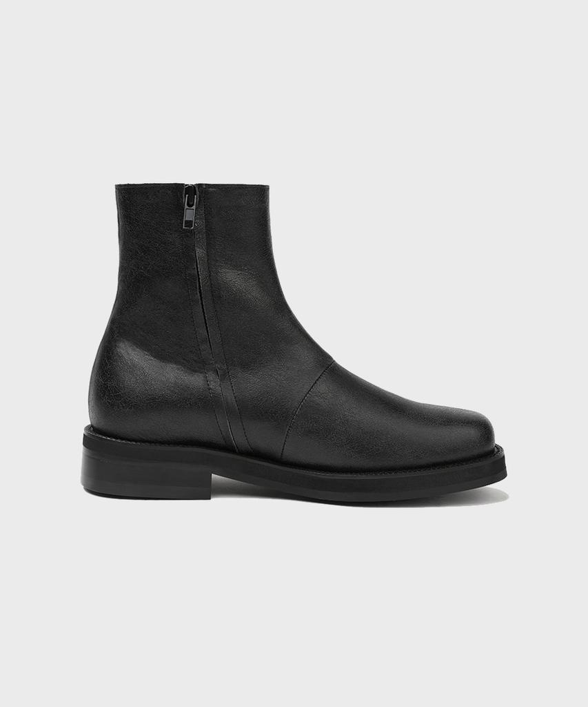Firenze Atelier [Vibram] Nobo_Bold Shape Hidden Zip-Up Boots 3500 [Crack Black]
