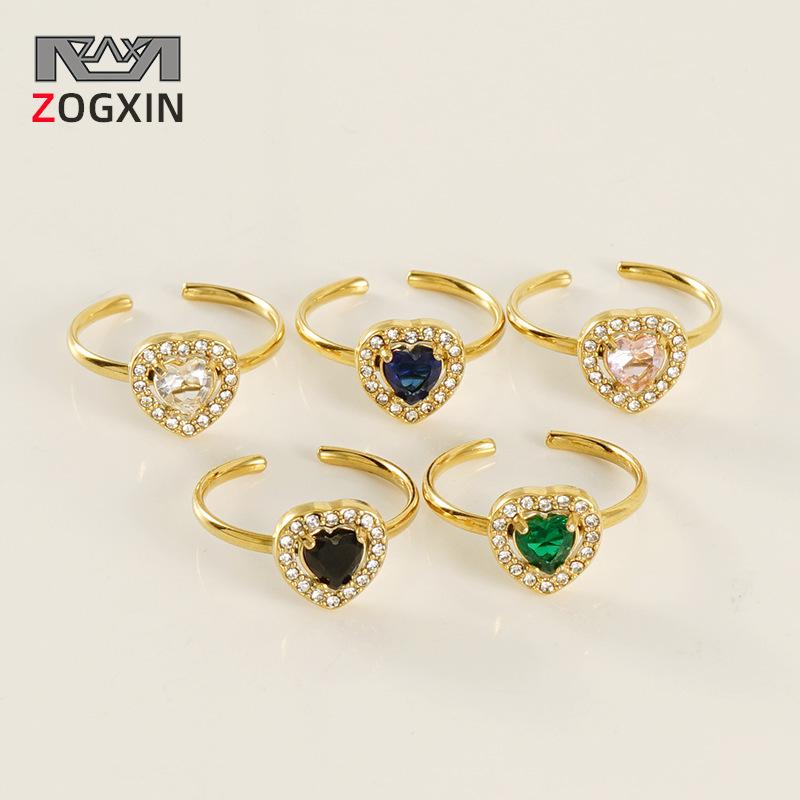 

18K Adjustable Titanium Steel Ring with Zircon Inlay