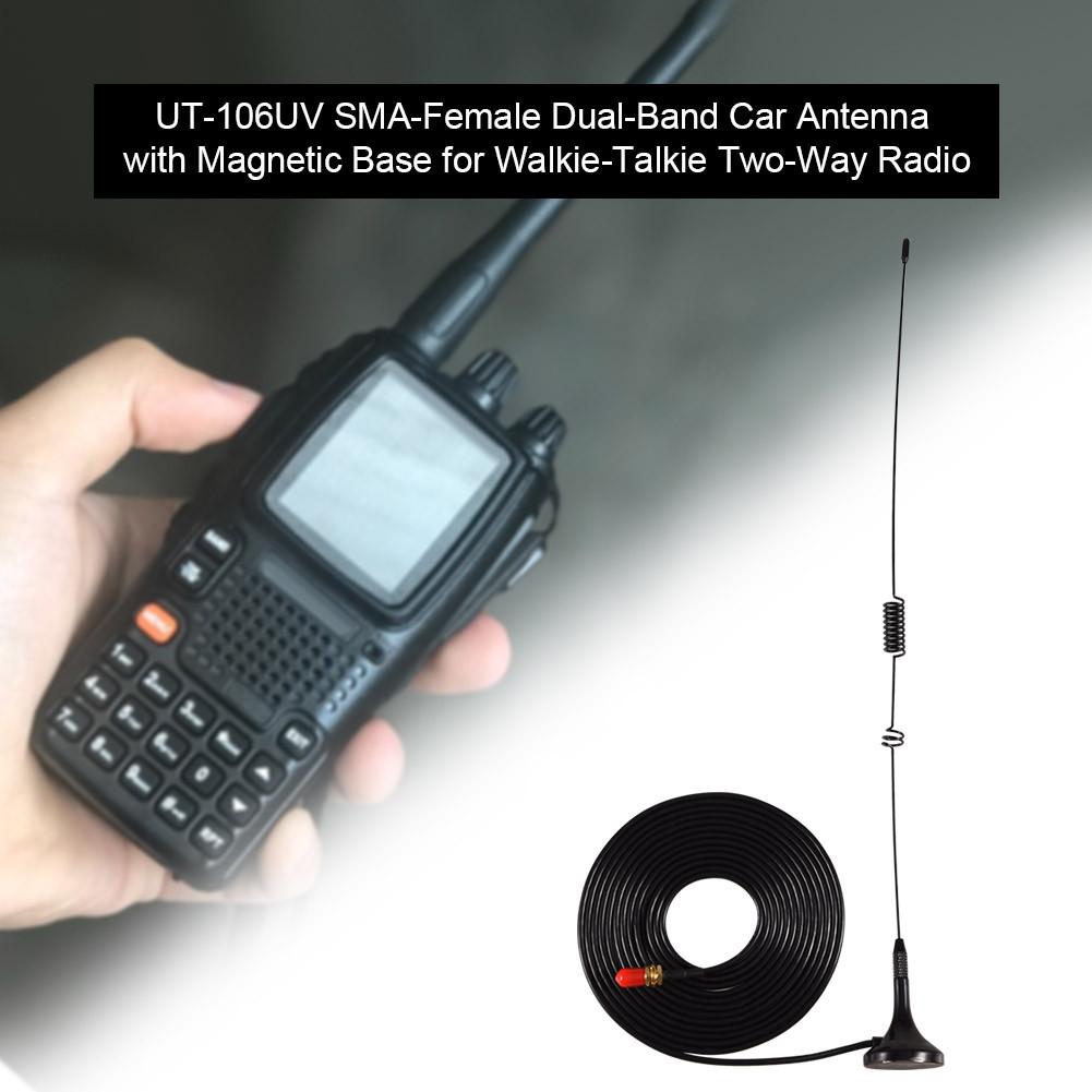 UT106UV SMA Female Dual Band Car Antenna with Magnetic Base for Walkie Talkie Two Way Radio