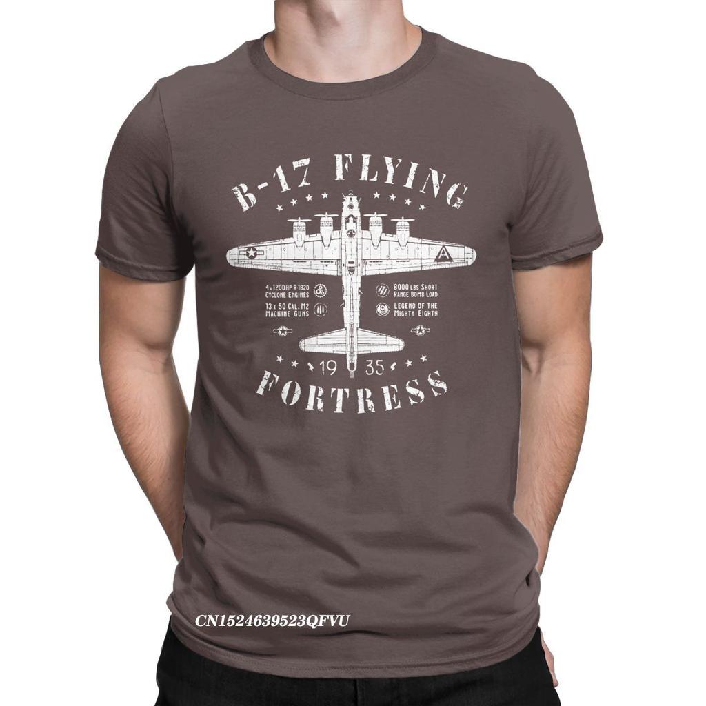 Funny B-17 Flying Fortress T-Shirts For Men Tops T Shirts Fighter Plane WW2 War Pilot Aircraft Airplane Tee Shirt Camisas
