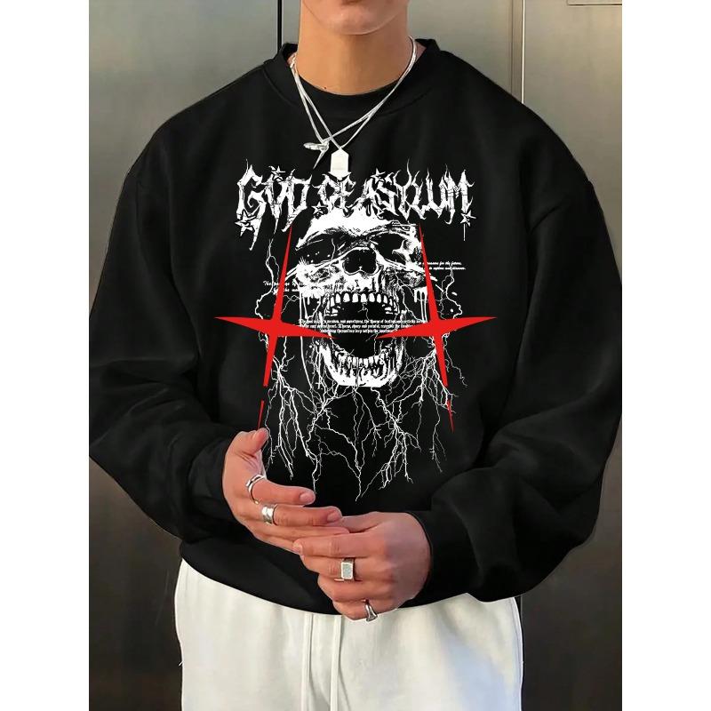 Gothic Dark Cross Skull Print Autumn/Winter Casual Sweatshirt