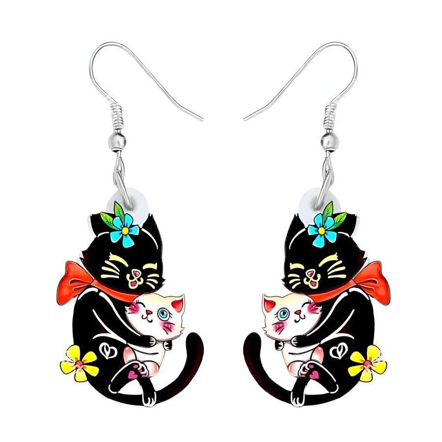 Christmas Cat Ear Drop Earrings for Women and Girls - Charming Geometric Gift Decoration
