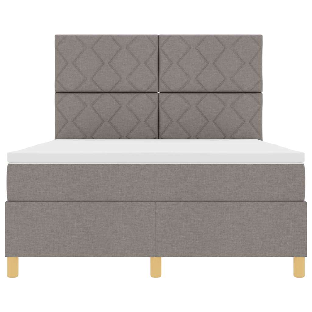Boxspring Bed with Headboard Taupe 140 x 190 cm Fabric