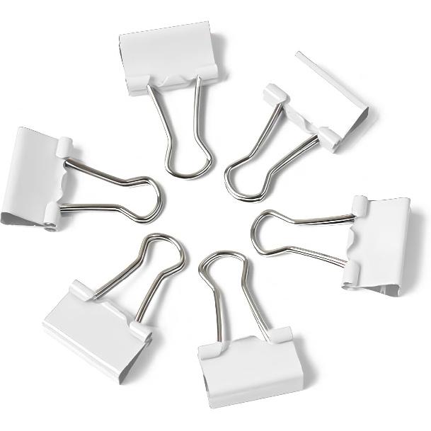 50 Pack Small White Binder Clips 3/4 Inch (19 Mm), Colored Little Paper Clamps, Tiny Mini Paper Clips for Office Home School Business 0.75"