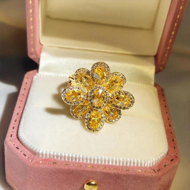 Lindon Classic Copper Alloy Zircon Ring Ladies Jewelry Wedding Promise Party Gift