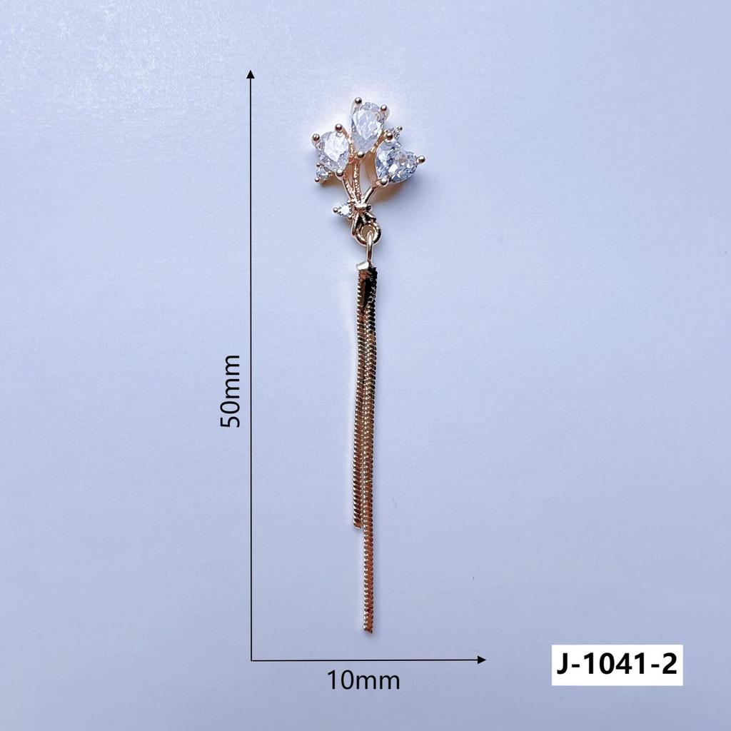 Flat-Bottom Tassel Chain Nail Art with Copper-Inlaid Zircon