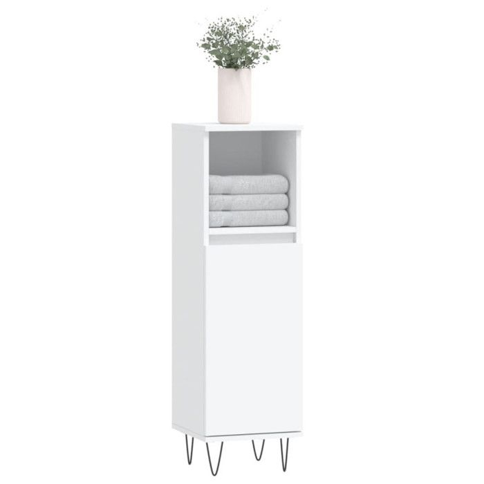 VidaXL Armoire de salle de bain blanc 30x30x100 cm bois d'ingénierie 831556