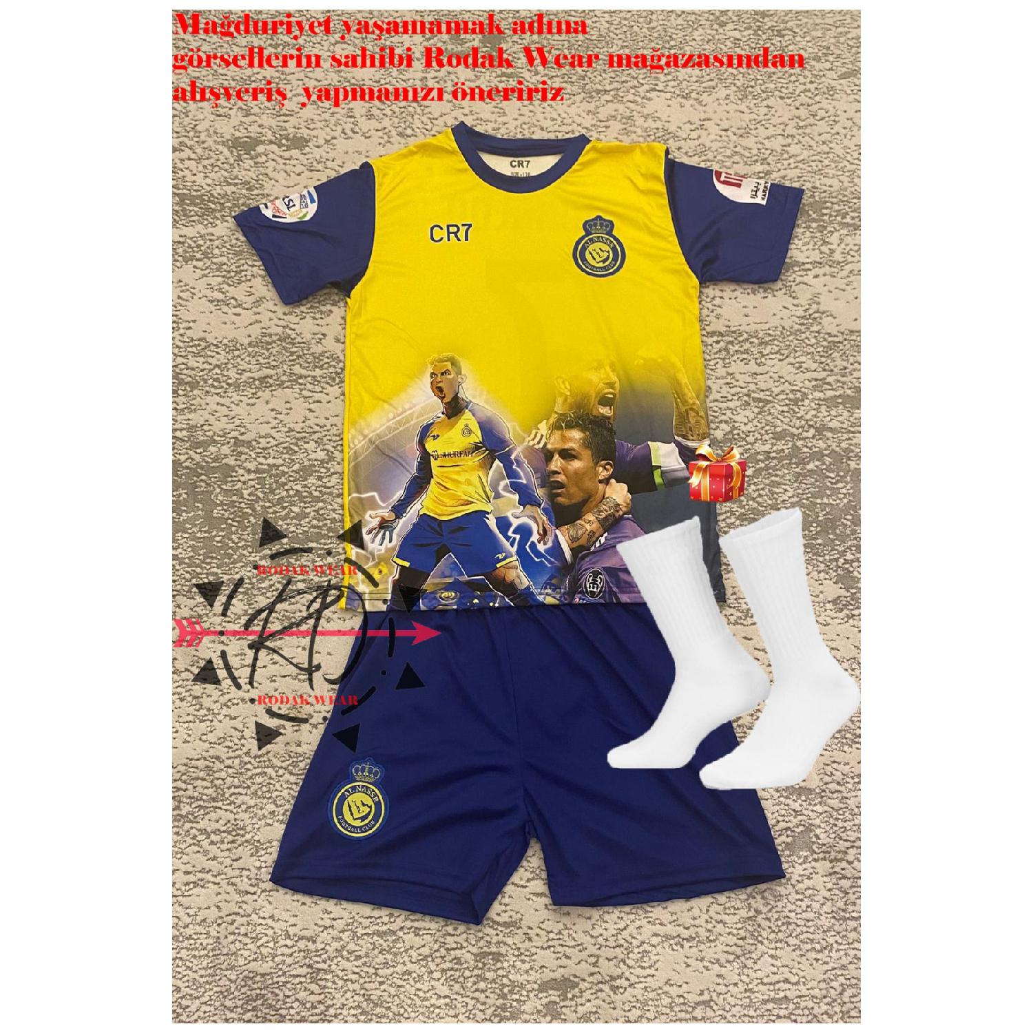 

Криштиану Роналду CR7 Al Nassr Специальный дизайн Джерси с шортами и носками Подарочный набор из 3 шт.