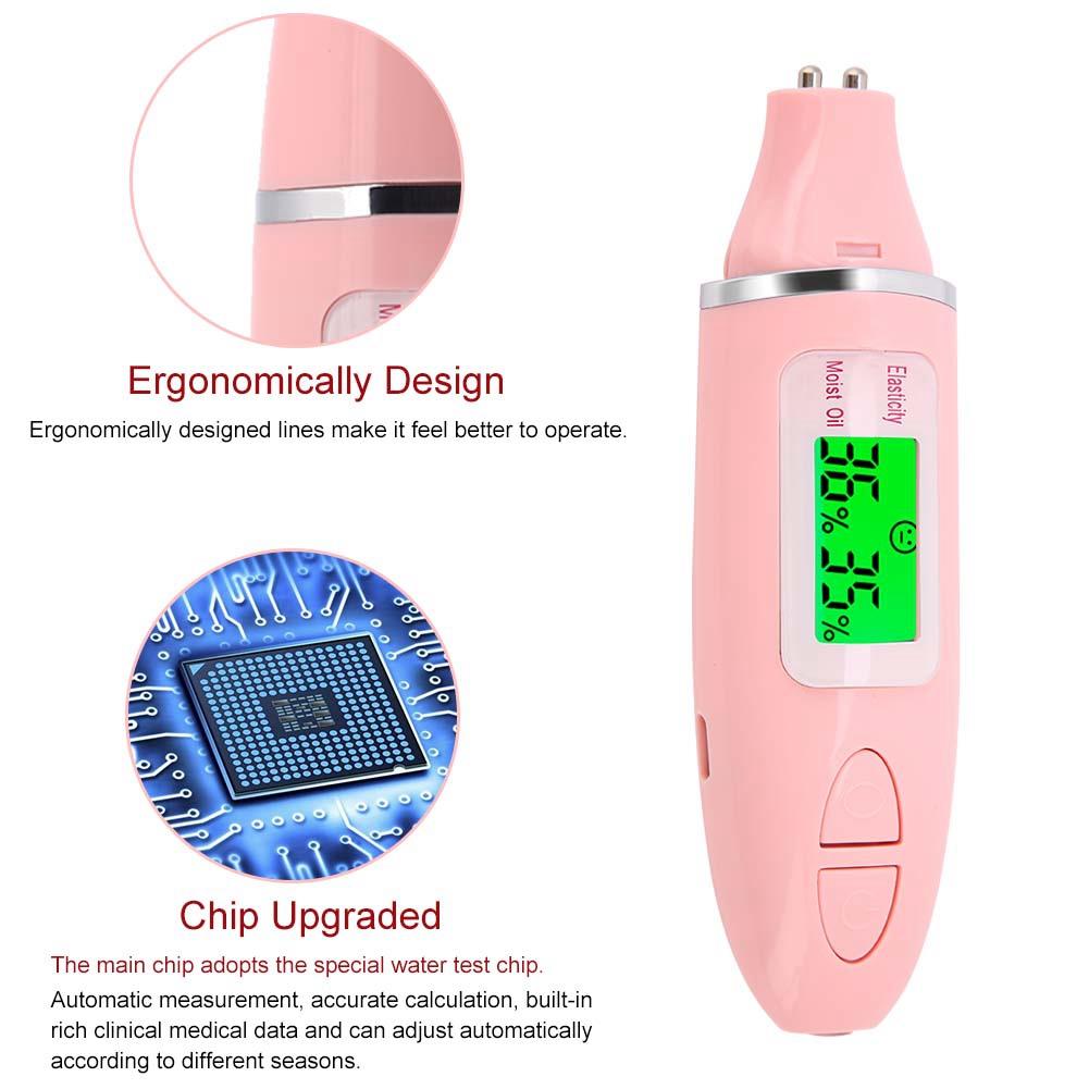 Portable Digital LCD Display Precision Skin Sensor Tester Face Moisture Water Oil Analyzer