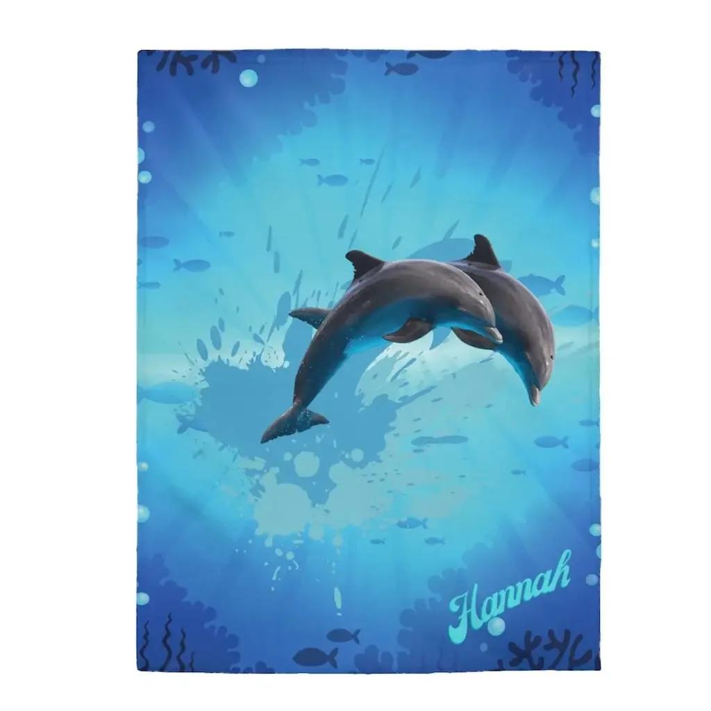 Dolphin Throw Blanket, Soft Blanket for Girl Kid Teens Adults, Fleece Cute Dolphin Blanket Warm Cozy Throw for Bed Crib or Couch