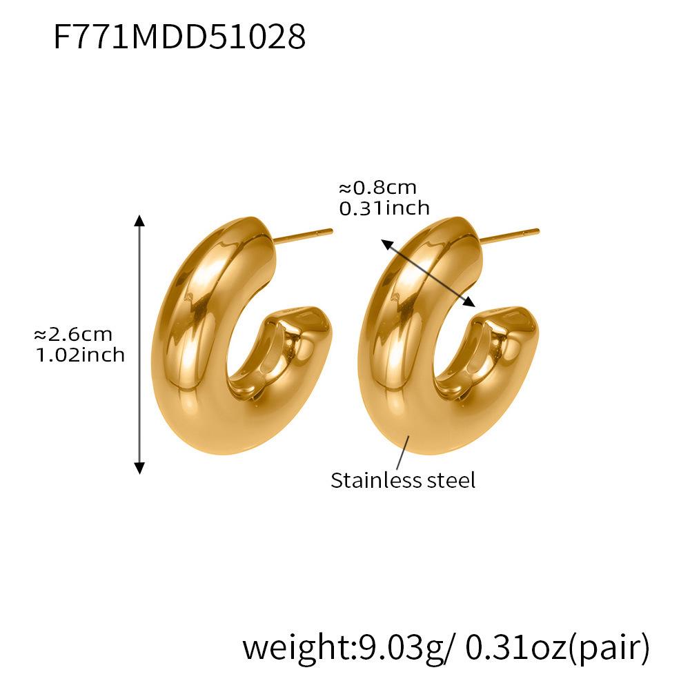 Qiong Yao 18k Gold-Plated Titanium Steel C-shaped Eco-friendly Earrings