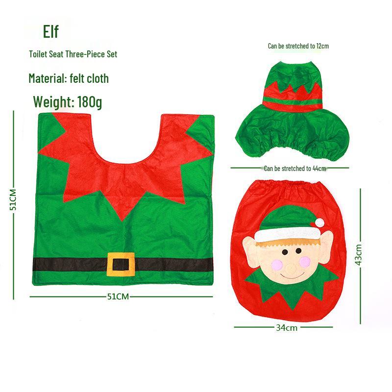 Festive Snowman Toilet Seat Cover Set: Includes Seat Cover, Floor Mat, and Tank Cover for Holiday Décor