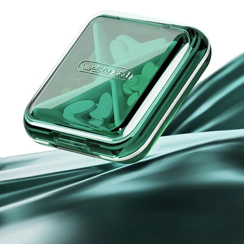 Daily Pill Organizer 4 Compartments Portable Travel Small Pill Case Pill Box for Purse Pocket to Hold Vitamins Cod Liver Oil