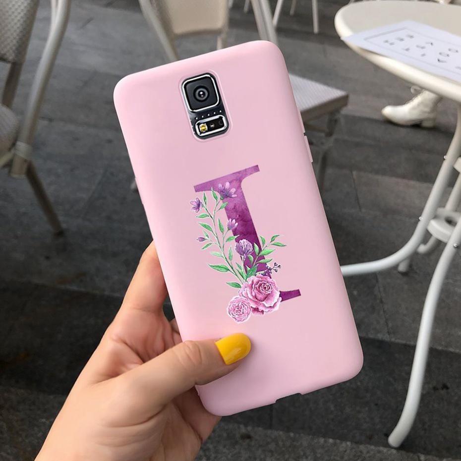 For Samsung Galaxy S5 I9600 Phone Case Flower Initial Alphabet Case For Samsung S5 Neo S 5 G900 G903F SM-G900F Soft Silicon Case