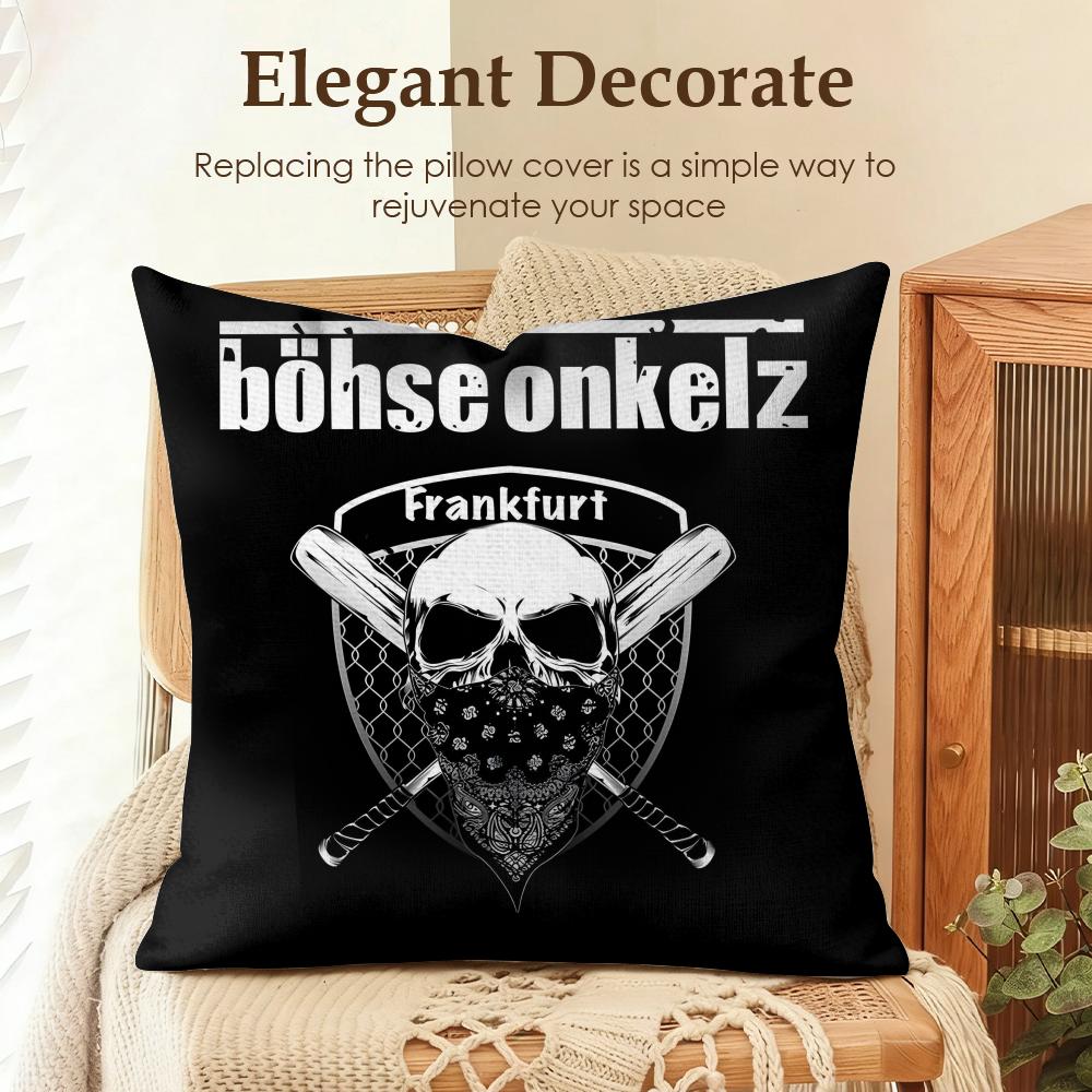 Band B-Bohse Onkelz Cushion Cover Natural Linen Organic Fabric Double-Sided Printing Sofa Home Decor Gift Pillow Case