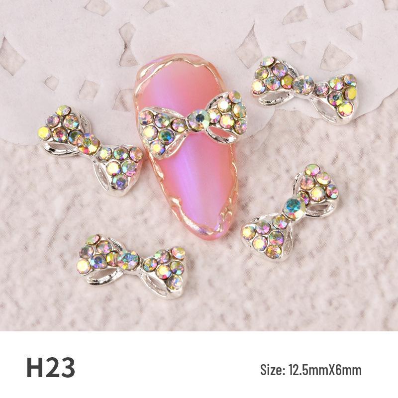 Japanese Style Rhinestone and Pearl Bow Nail Art Accessories
