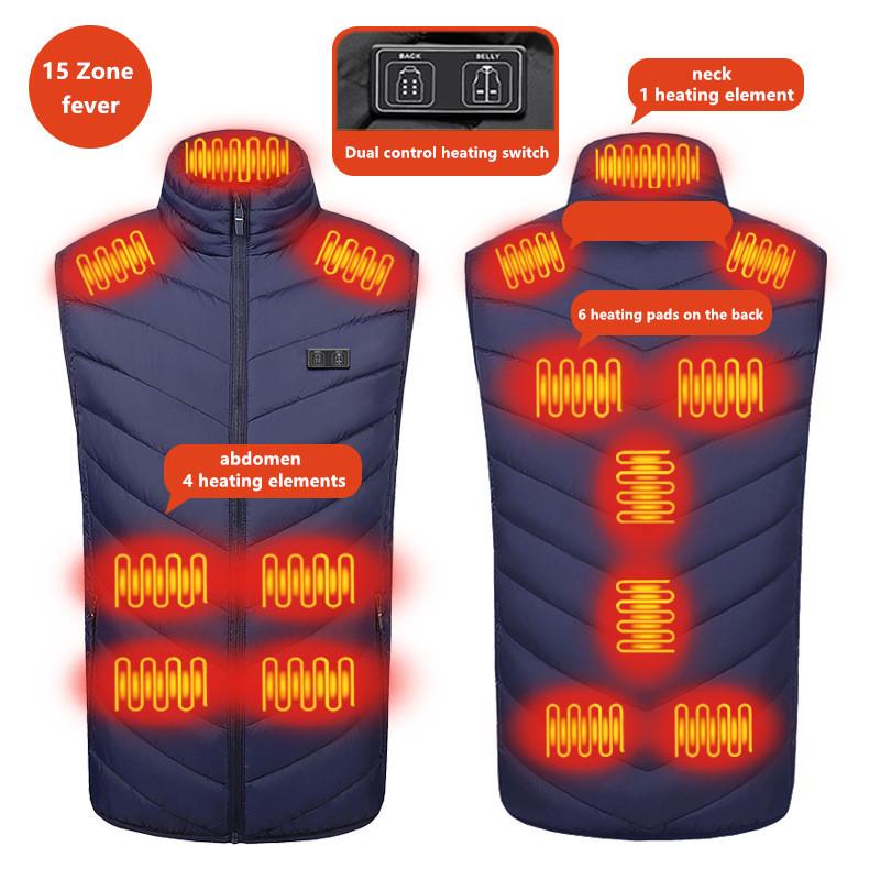 New Men'S Casual Stand Up Collar Outdoor Warm Electric Vest Winter Usb Port Intelligent Heating Sleeveless Coat(No Power Bank)