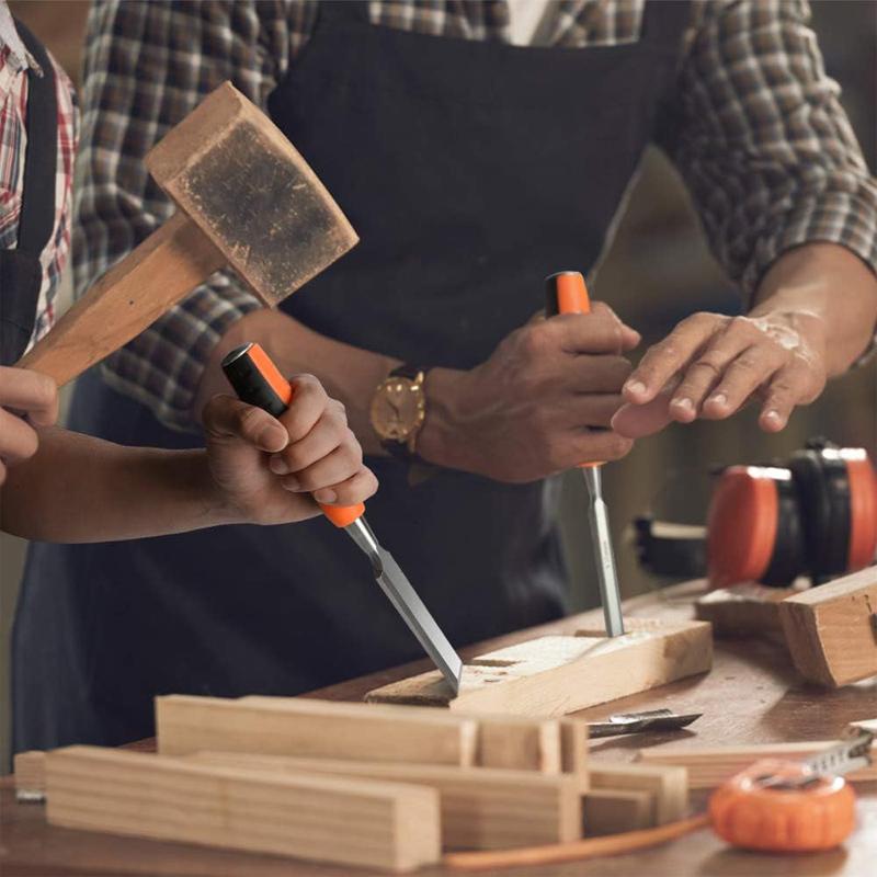 Professional 4 Pieces Wood Chisel Set 6/12/18/25mm for Woodworking Flat Chisels DIY Woodworking Woodcut Carving Knife Tools Set