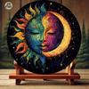 2D Flat Yin Yang Wall Art Dual Sided Aluminum Sun Moon Decor Vibrant Hues On Black Background For Home