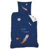 Parure de lit enfant 100% coton - MATT &amp; ROSE - EXPLORE SPACE - Bleu - 140x200+63x63cm